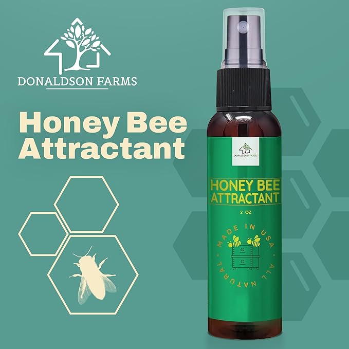 Honey Bee Attractant Spray - Bee Hive Lure for Gardens, Beehives, Flowers & Fruit Trees with Natural Lemongrass Oil Formula, Easy to Use for Beekeepers & Pollinator Support - 2 oz