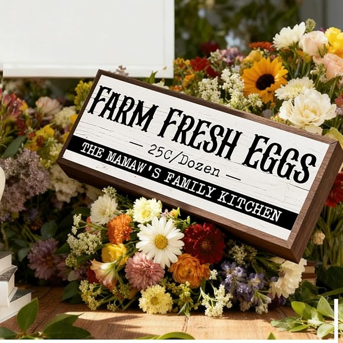 Country Style Kitchen Decor, The Mamaw's Family Kitchen Sign, Decorative Wooden Wall Plaque, Grandma Kitchens Gifts, Gift for Mamaw from Grandkids 9.5x3.1x1 inches