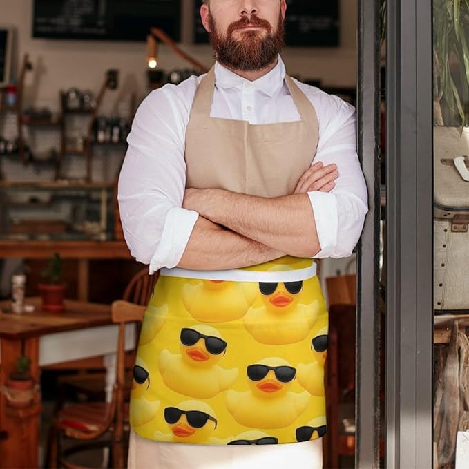 Server Waist Aprons Waitress Unisex Chef Works Half Apron with 3 Pockets