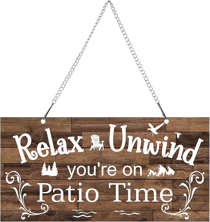 Hotop Patio Decor Patio Sign Decorations Outdoor Metal Porch Wall Decor Rustic Farmhouse Wall Art for Backyard Porch Balcony Gazebo Accessories(10 x 5",Brown)