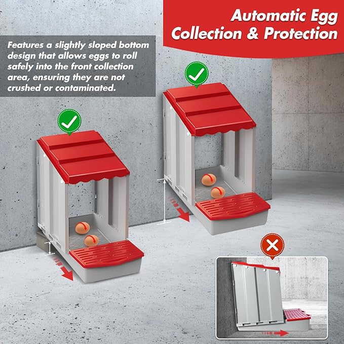 Chicken Nesting Boxes,5 Hole Nesting Box for Chicken Coop, Rolling Egg Collection and Protection Nesting Boxes