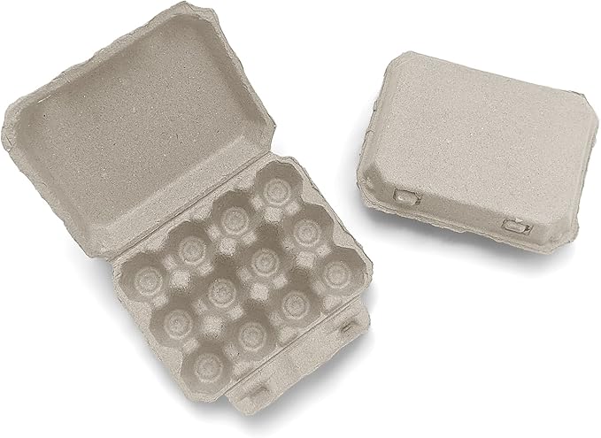 Henlay Quail Egg Cartons - Recycled Cardboard Paper Pulp 3x4 Square Style - Holds One Dozen Eggs (30)