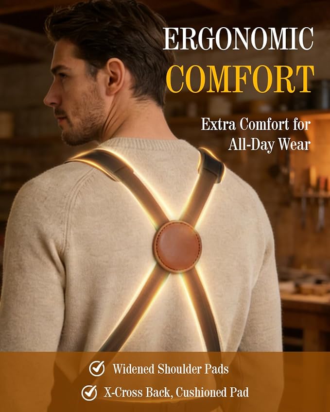 Heavy Duty Canvas Tool Aprons for Men: 6-Pocket, with Quick-Release Buckle, Ergonomic X-Cross Back, Adjustable Waist 28"–71", Mechanics Apron for Men, Ideal for Woodworking, Workshop, DIY & Carpentry