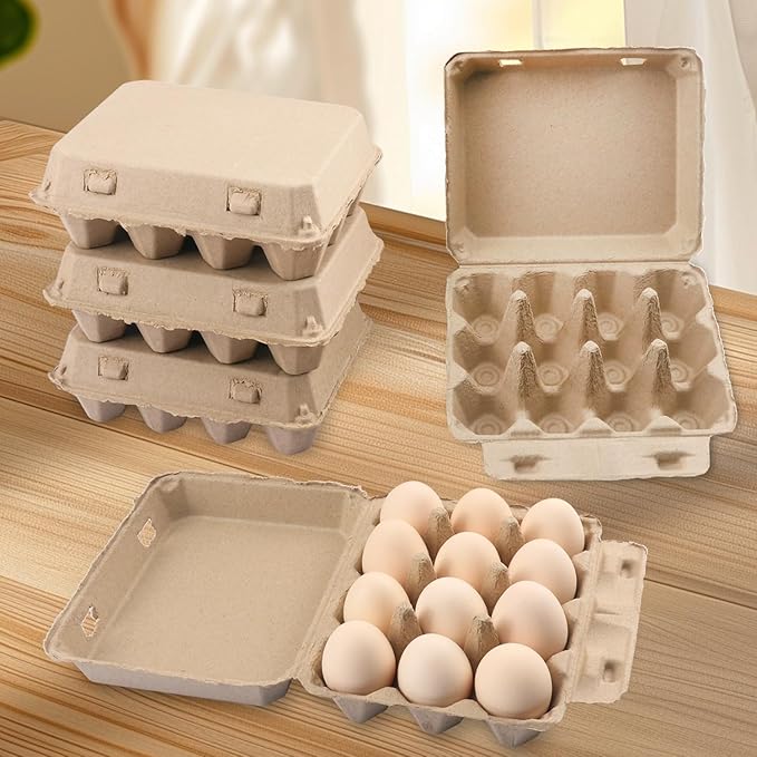 45 Pack Dozen Paper Pulp Egg Cartons, Eco-Friendly Cardboard Egg Cartons Holds Up to 12 Chicken Eggs For Storing Extra Eggs, Crafting, Parts Storage, Easter & More