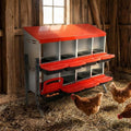 Chicken Nesting Boxes for Chickens, 8 Compartments Metal Roll Away Nest Box with Legs for Chicken Coop, Eggs Laying Boxes with Removable Lid, 2 Layer for Chicken Coops, Duck Coops and Hens, Red