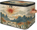Cactus Storage Bins with Lids, Desert Sunset Fabric Storage Boxes with Zipper, Collapsible Decorative Closet Organizer Cube for Clothes, Organizing, Shelves