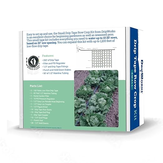 Dripworks Drip Tape Irrigation Kit for Watering Row Crops in Farms - Waters Upto 10 20' Rows | Agricultural Grade Components | Trusted Brand Since 1991