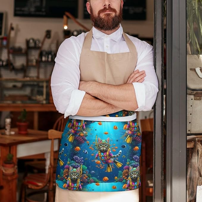 Unisex Half Waiter Waist Short Apron Waterproof Chef Works Waitress Aprons