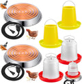 6 Pcs All-in-One Chick Brooder Kit with 48W Chicken Water Heated for Winter Chick Feeder and Waterer Set Poultry Waterer Heated Base Chicken Duck Goose
