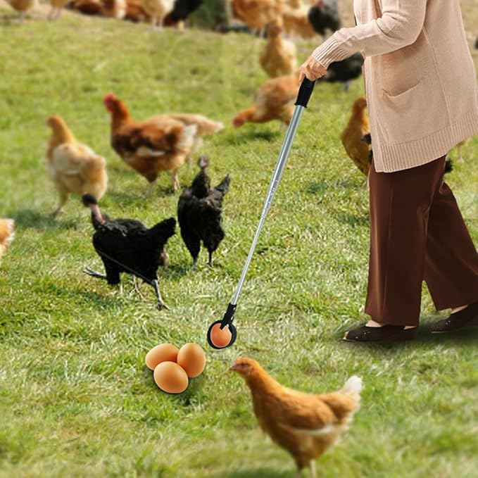 Egg Grabber for Chicken Eggs Extendable Egg Picker Tool with Anti-Slip Handle for Picking Eggs