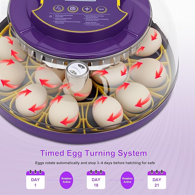 18 Egg Incubator for Hatching Eggs – With Automatic Egg Turning, Temp/Humidity Control, Egg Candler, Incubator Chicken, Duck, Goose, Quail, Parrot, Pigeon – For Home Farm Science Class Lab