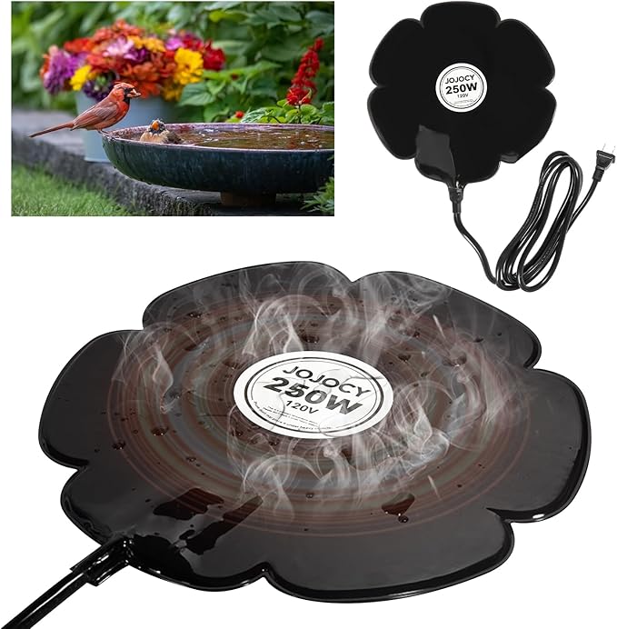 2 PCS Flower Shape 250W Submersible De-Icer for Livestock, Bird Baths, Fish Ponds, Winter Chicken Water Heater Warmer with Thermostat, 6.6ft Power Cord