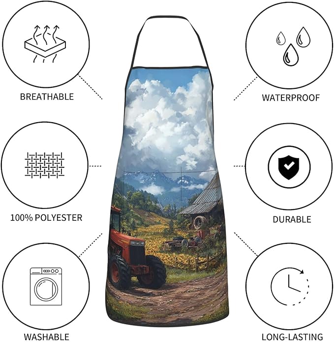 Kitchen Aprons for Men Women Waterproof Apron with 2 Pockets Tropical plants and parrots Apron Adjustable Bib Aprons