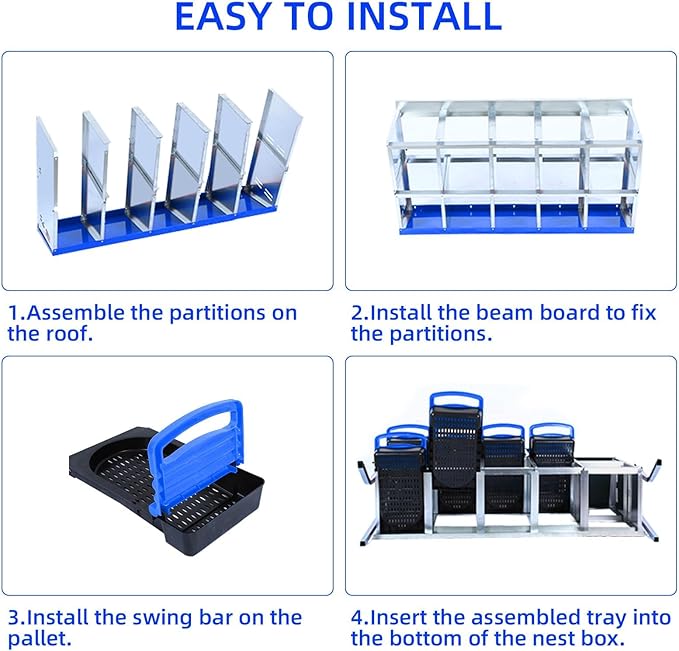 GarveeHome 2-Tier Chicken Nesting Box, 10 Compartment Metal Chicken Laying Boxes with Waterproof Roof ＆ Removable Trays for Hens, Poultry，Easy Egg Collection