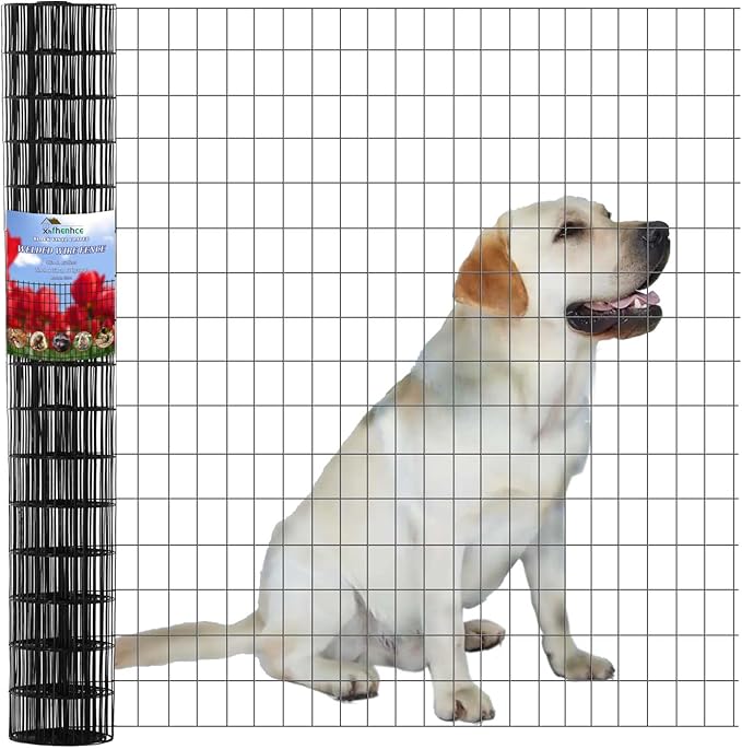 Wire Fence 2in x 3in Black Vinyl Coated Wire Mesh 48" x 50' Welded Wire Fencing 16Gauge, PVC Coating Chicken Wire Fence,Welded Wire Mesh Roll for Garden Guard Fence Poultry Cage Net Fencing