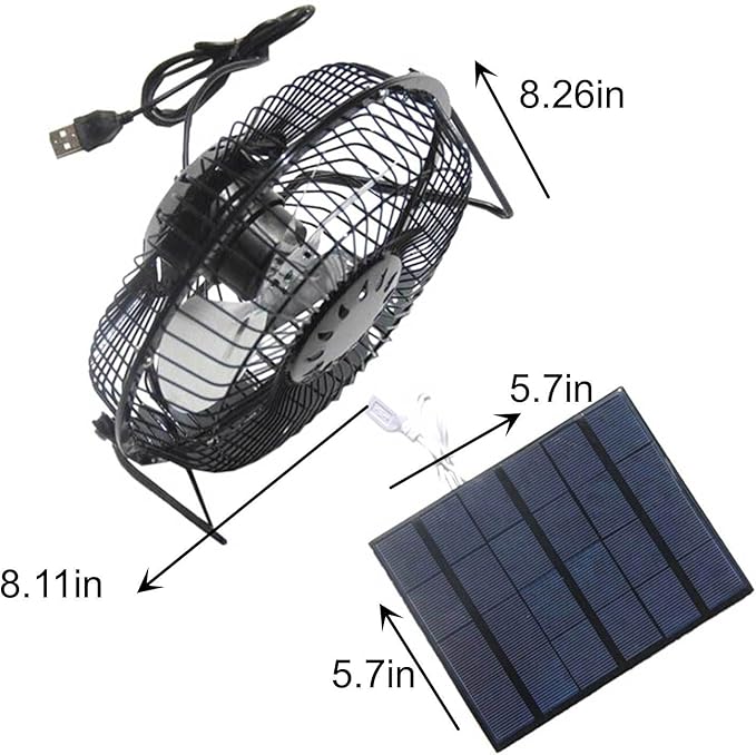 5w Solar Powered Exhaust Fan for Shed Fan Waterproof Solar Powered Fan Kit for Chicken Coop, Pet Houses, and Windows, Solar Fan for Greenhouse USB Solar Roof Fan Cool Stuff