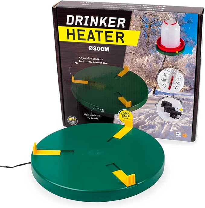 Hatching Time Water Heater and Deicer for Chicken, Duck & Turkey Drinkers - 12" Diameter - Electric Poultry Water Heater for Winter - Portable Design, Prevents Water Freeze for Outdoor Use