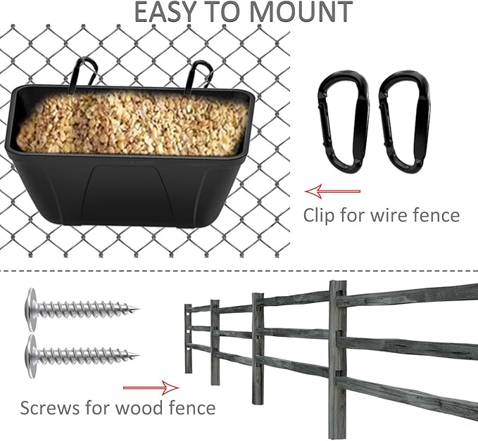 Hanging Chicken Feeder Trough for Goat Sheep Deer Poultry Duck Chicken Fence Feeder Livestock Feeding Container Goats Supplies Feeders Waterer Bucket