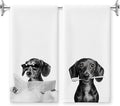 Funny Dachshund Bathroom Hand Towels, Weiner Dog Gifts for Women, Black and White Cute Dachshund Hand Towels for Bathroom Washroom Restroom Decor, 16x24 Inch, Set of 2（Upgraded Fabric）