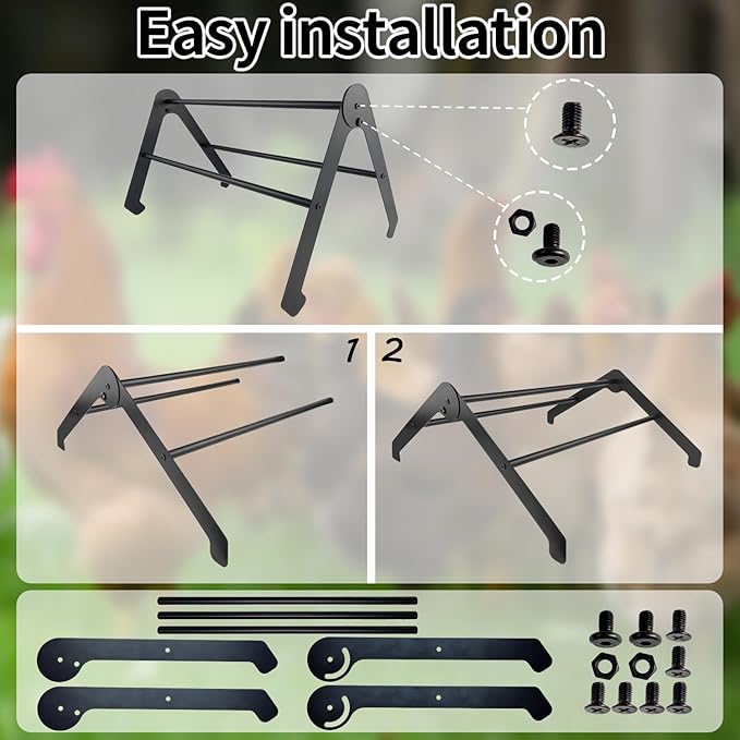Chicken Perch Roosting Bars for Coop, Adjustable Farm Chicken Perches for Coop, Metal Roost Ladder, Chick Roosting Bars for Brooder, Baby Chicken Toys for Hens Birds, Black
