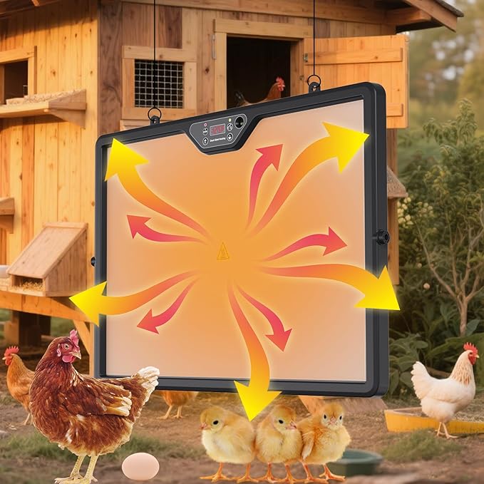 Brooder Plate for Chicks with Remote Control – Smart Chicken Coop Heater Plate for up to 25 Chicks, Dual-Sided Heating, Adjustable Temperature & Height, 180W Fast Heating Poultry Heat Plate