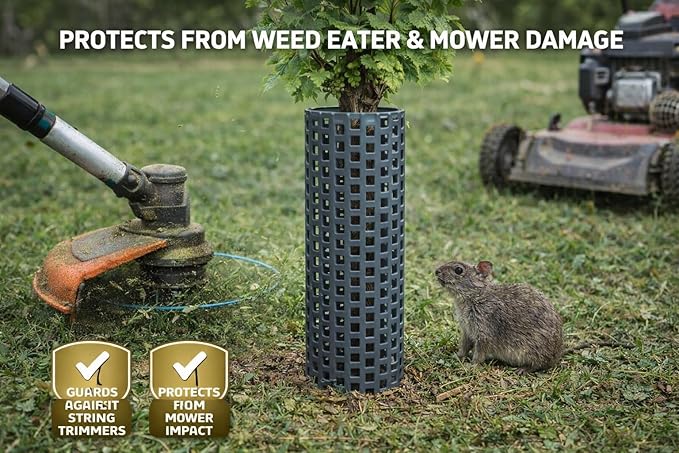 Plant and Tree Guard Protector; Wrap Tall Expandable Grow Tubes Around Trunk Bark, Landscape Plants, Saplings, and Vines; Protection from Trimmers, Weed whackers, and Animals (24, Slate)