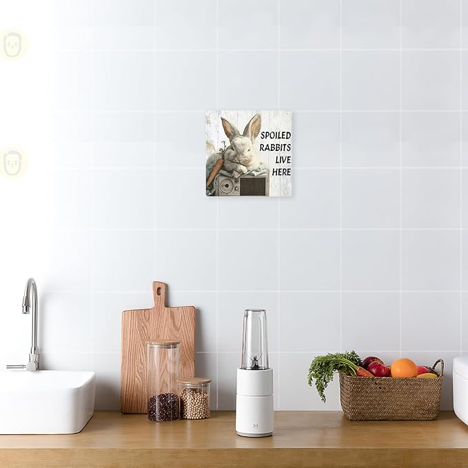 Farmhouse Kitchen Decor Rustic Bunny Decor Farm Animal Wall Decoration Gifts For Teen Girls Retro Tin Sign 8×8