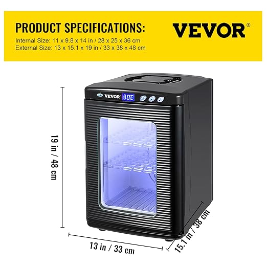 Happybuy Black Reptile Incubator 25L Scientific Lab Incubator Digital Incubator Cooling and Heating 5-42°C Reptile Egg Incubator 12V/110V Work for Small Reptiles