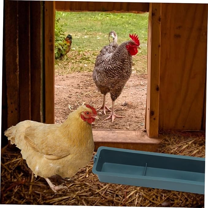 HOMSFOU 2pcs Hanging Poultry Feeder Trough with Multi-Grid Design, Thickened Plastic Chicken and Duck Food Container for Bird Cages, Anti-Spill Feed Trough Suitable for Pigeons
