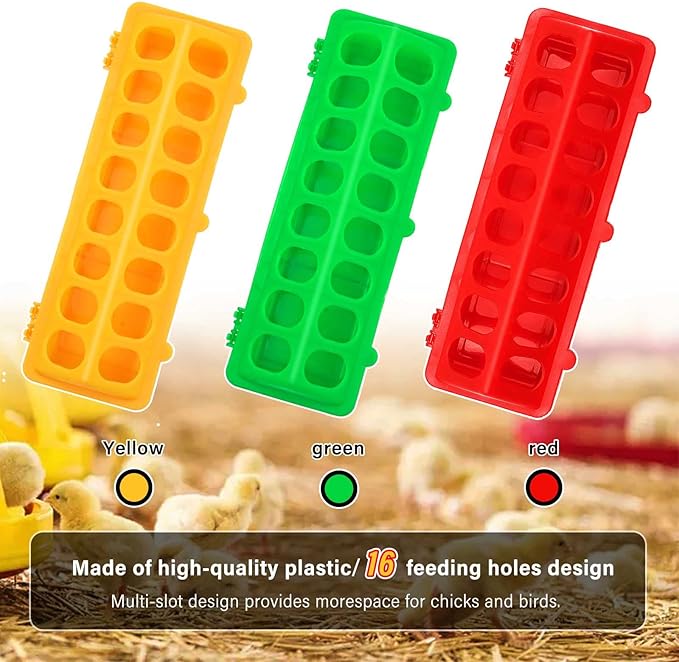 6 Pieces Plastic Flip Top Bird Small Poultry Feeder Quail Chick Feeder Waterer Poultry Feeding Tray Trough Dish Dispenser No Mess No Waste for Brooder Chickens Ducks Quails Pigeon Birds