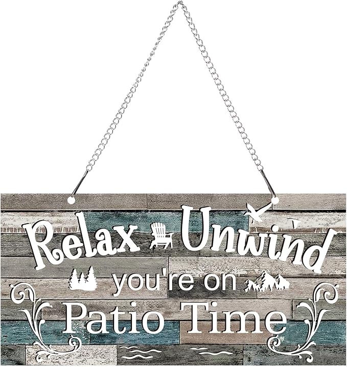 Hotop Patio Decor Patio Sign Decorations Outdoor Metal Porch Wall Decor Rustic Farmhouse Wall Art for Backyard Porch Balcony Gazebo Accessories(12 x 6",Vivid)