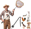 Chicken Catcher Net Telescopic,37 to 64 in Chicken Catcher Leg Hook Long Handle Animal Catcher Pole Heavy Duty with Stainless Steel Tube Extension Pole Poultry Hook Fowl Catcher Sturdy