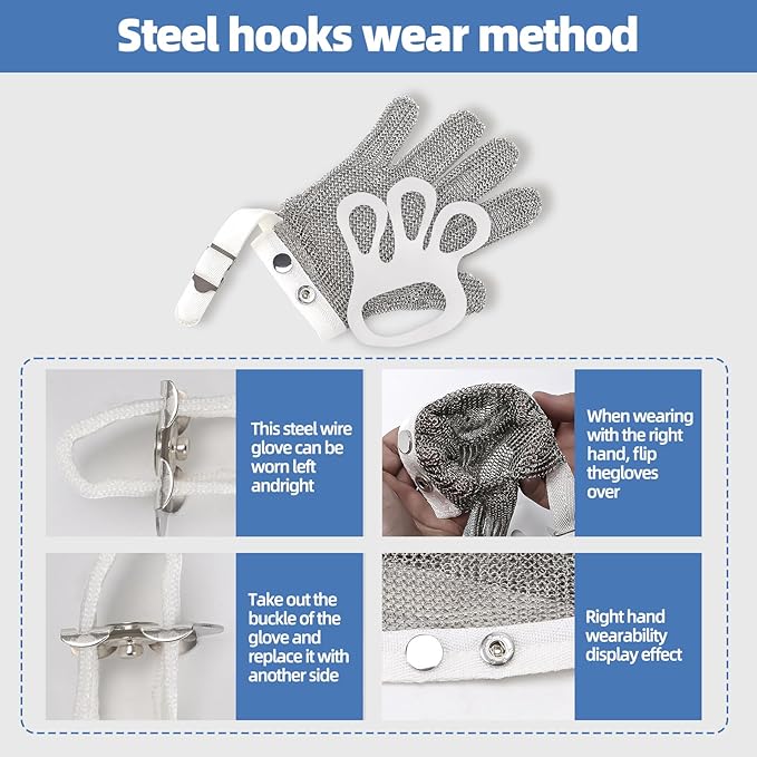 Metal Mesh Gloves - Stainless Steel Mesh Chain Cutting Gloves for Meat and Food Processing
