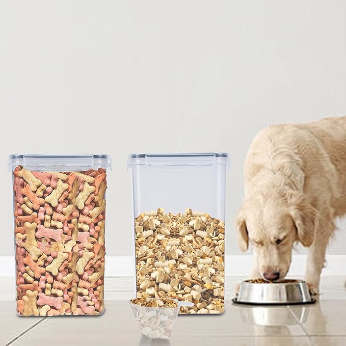 Geyecete 2 PC [6.5L / 220 Oz] large food storage containers Extra Large dog Food Storage Containers with Airtight Lids Can hold 13-15 pounds of dog food