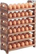 Maxcheck 6-Tier Stackable Wooden Egg Holder, Large Capacity for 72 Eggs, Countertop Storage Rack with Handles for Kitchen Organization and Fridge, Farmhouse Easter Egg Display