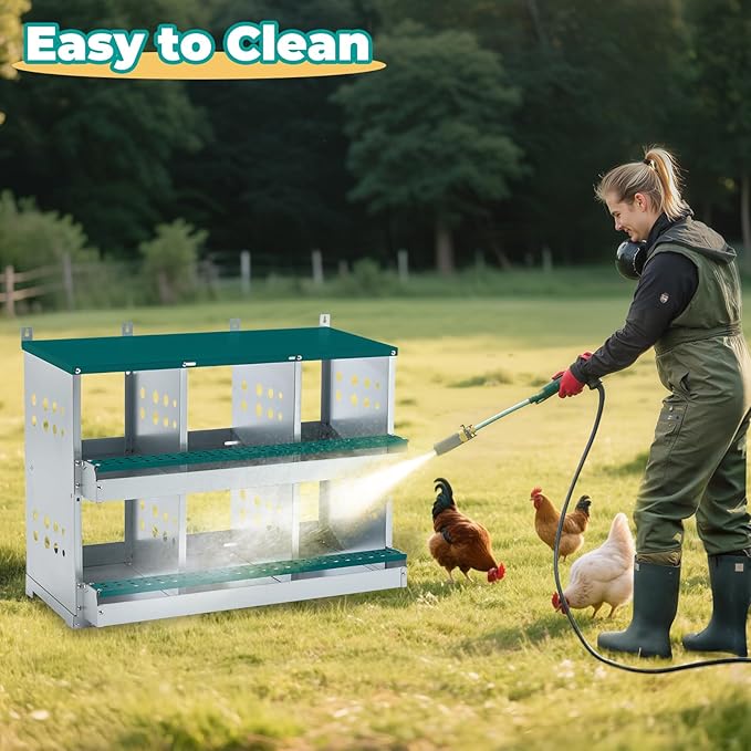 Chicken Nesting Box 6 Compartments, Metal Chicken Laying Boxes Wall Mountable, Easy Egg Collection Roll Away Nesting Boxes Chicken, Chicken Coop Nesting Boxes for Hens Laying Eggs