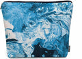 Marble Pattern Makeup Organizer Bag Cosmetic Bag For Men Women, Abstract Ocean Sea Water Marble Blue Travel Toiletry Bag Flax Makeup Bags Purse Business Makeup Pouch For Toiletries Cosmetics