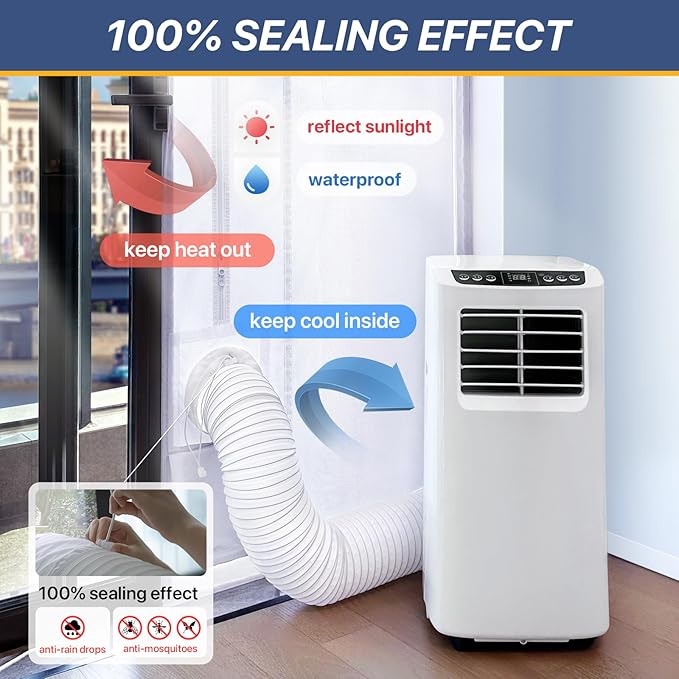 Loviga Portable AC Window Vent Kit for Sliding Door, 100% Sealing Portable Air Conditioner Window Kit Seal Kit for AC Unit Clothes Dryer, 31X86 Inch Length Adjustable, Waterproof, No Drilling