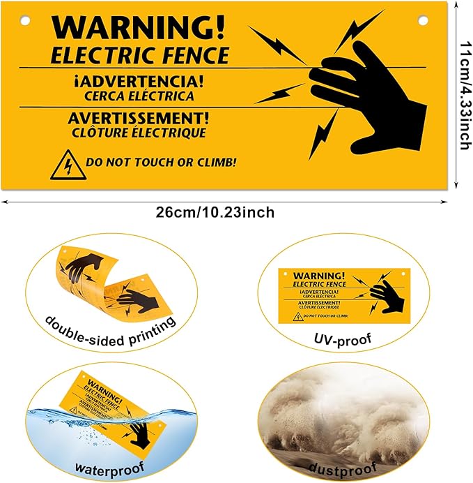 53 Pcs Electric Fence Set 250FT Electric Fence Wire 50 Pcs Electric Fence Insulators and 2 Pcs Electric Fence Warning Signs for Animal Husbandry Electronic
