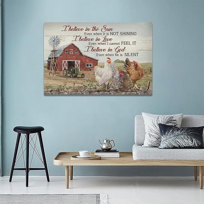 banonaty Rooster Kitchen DecorWall Art Rustic Farmhouse Chicken Barn PicturesWall Decor Country Inspirational Quotes Canvas Prints Home Office Decorations For Bathroom Dinning Room Framed 24/inx16/in
