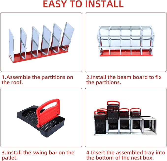 Chicken Nesting Box, 10 Compartment Roll Away Nesting Box for Eggs, Chicken Laying Box with Egg Collection, Cleanable Pull Out Hen Roosting Boxes ﻿
