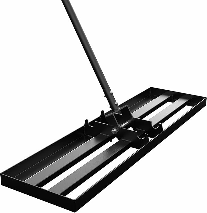GAW Black Lawn Leveling Rake, 36" x 10" 7.2ft Handle Heavy Duty Ground Plate Rake for Lawns, Effort Saving Lawn Leveler Tool, Levelawn Tool for Yard, Backyard, Garden, Golf Couse, Farm, Pasture
