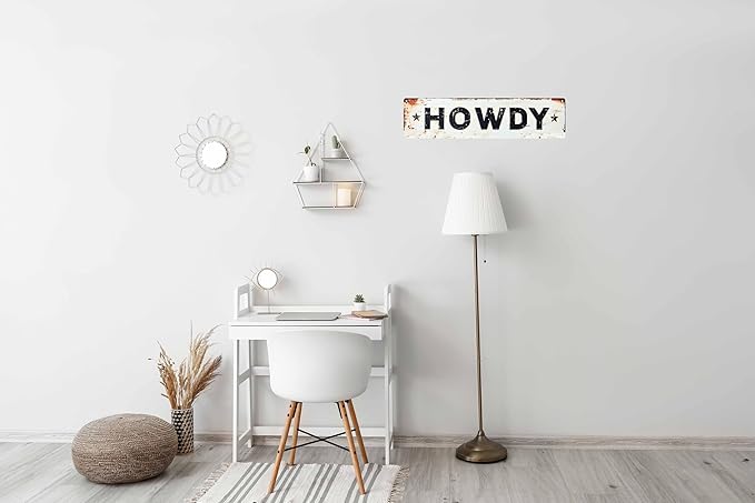 Vintage Tin Howdy Sign Retro Metal Sign Suitable For Home Street Shop Garage Bar Farm Garden - Multi-Purpose Metal Sign For Indoor/Outdoor Use Plaque 4x16 Inch