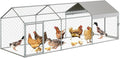 Large Metal Chicken Coop Run for 8-12 Chickens, Chicken Runs for Yard Run Hen House with Waterproof Anti-UV Cover, Portable Chicken, Coop for Outdoor Chicken Rabbit Duck, Silver, 120"×40"×40"