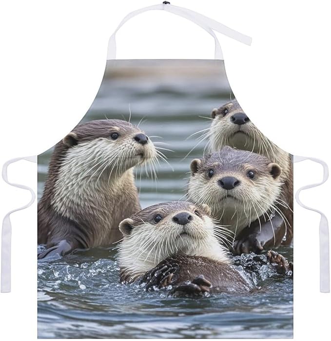 Waterproof Apron Adjustable Bib Aprons with Pockets Orange Cat Sleeping Apron Kitchen Aprons for Women Men