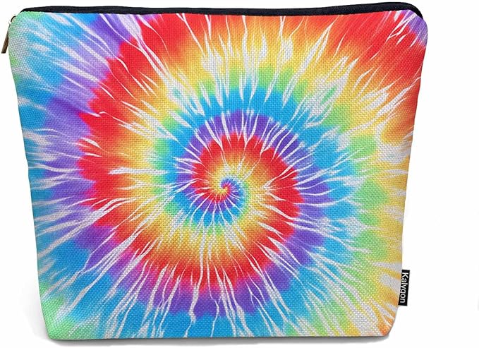 Tie Dye Makeup Bags Makeup Organizer, Spiral Tie Dye Rainbow Flax Toiletry Bags Travel Cosmetic Bag Makeup Purse Pouch Skincare Bag Wallet Bags For Women Female Mom Daughter