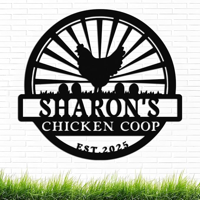 Personalized Chicken Coop Sign – Custom Metal Name Farm Sign, Outdoor Hen House Décor, Rustic Garden Lawn Plaque, Customizable Chicken Farm Sign with Name & Established Date, Unique Gift
