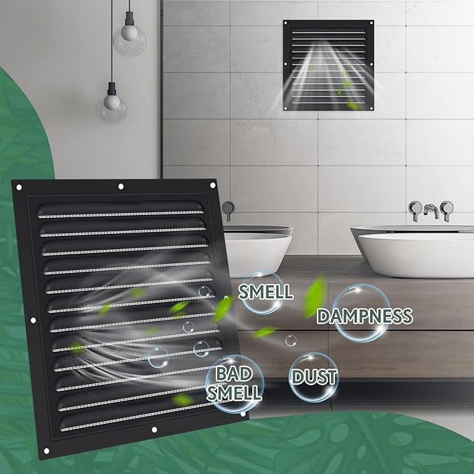 1 Pcs Aluminum Attic Vents 12" x 12" Metal Gable Wall Mesh Shed Vent with Screen Square Louver Grille for Exterior Door House Attic Garage Ceiling