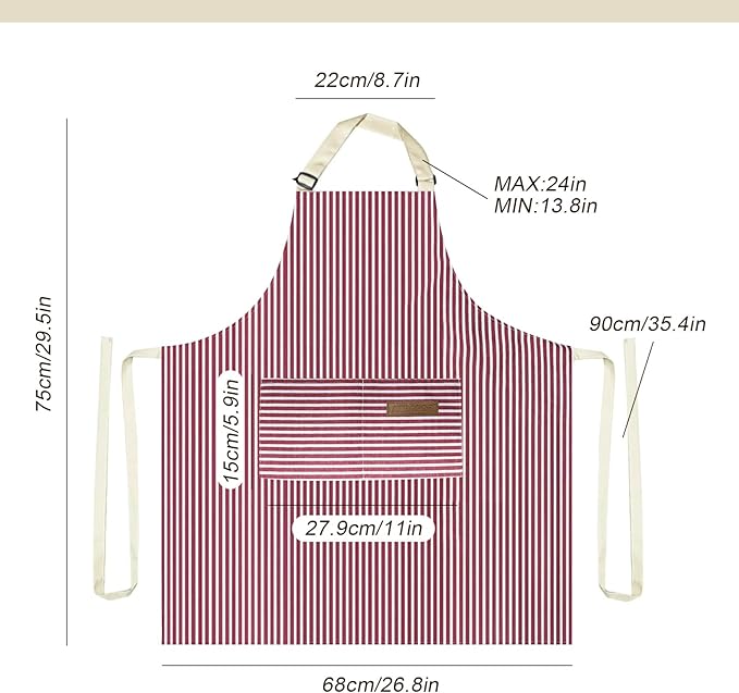 ATROPOS 2 Pack Aprons for Women with Pockets, Cooking Aprons for Women Men, Adjustable Bib Apron Chef Aprons for Kitchen, Cooking, BBQ, Cleaning