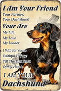 Vintage Dachshund Metal Tin Sign I Am Your Friend, Your Partner, Your Dachshund, You Are My Life Retro Rustic Wall Art For Home Bar Porch Office Dog Lover Gift 8x12 Inch